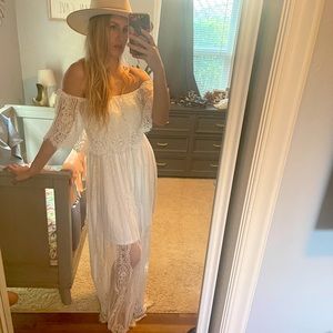 All white lace maxi